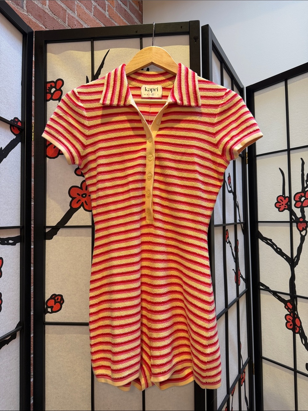 Kapri Pink & Cream Striped Knit Romper Jumpsuit